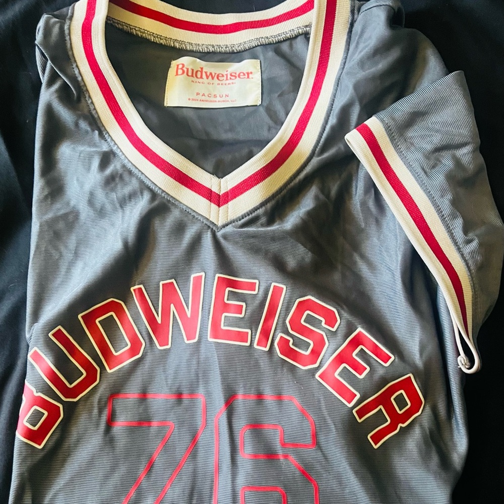 Budweiser Red and Gray Sports Jersey